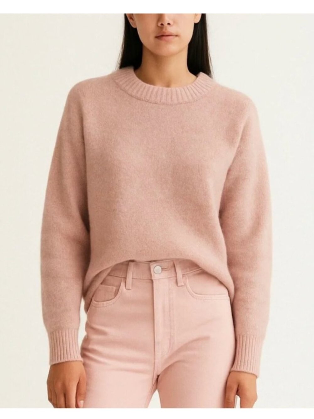AYR Crewneck Sweater Blush Pink Small Relaxed Fit Coquette Feminine Wool Alpaca